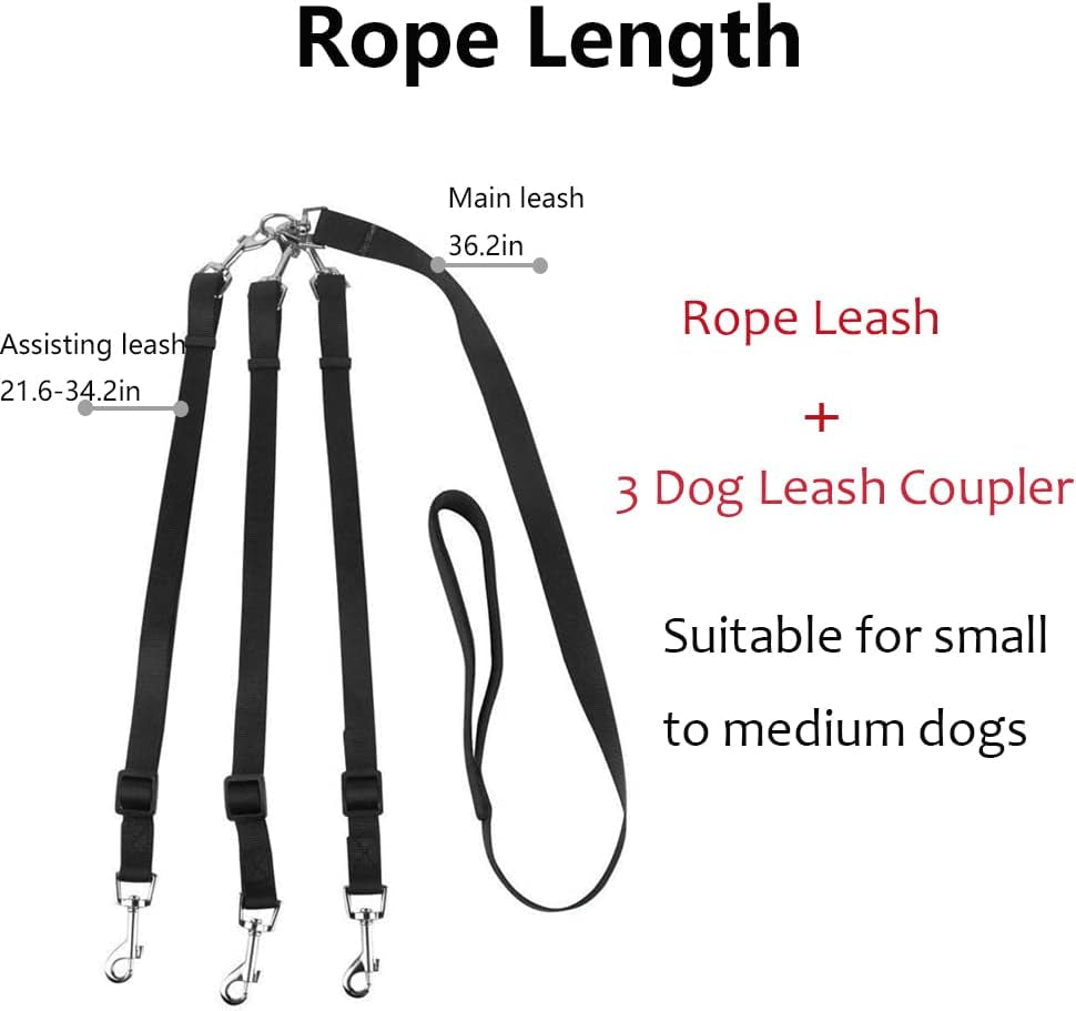 3-in-1 No-Tangle Leash for Two or Three Dogs