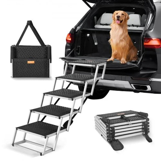Foldable 5-Step Dog Car Stairs – Supports Up to 150 lbs