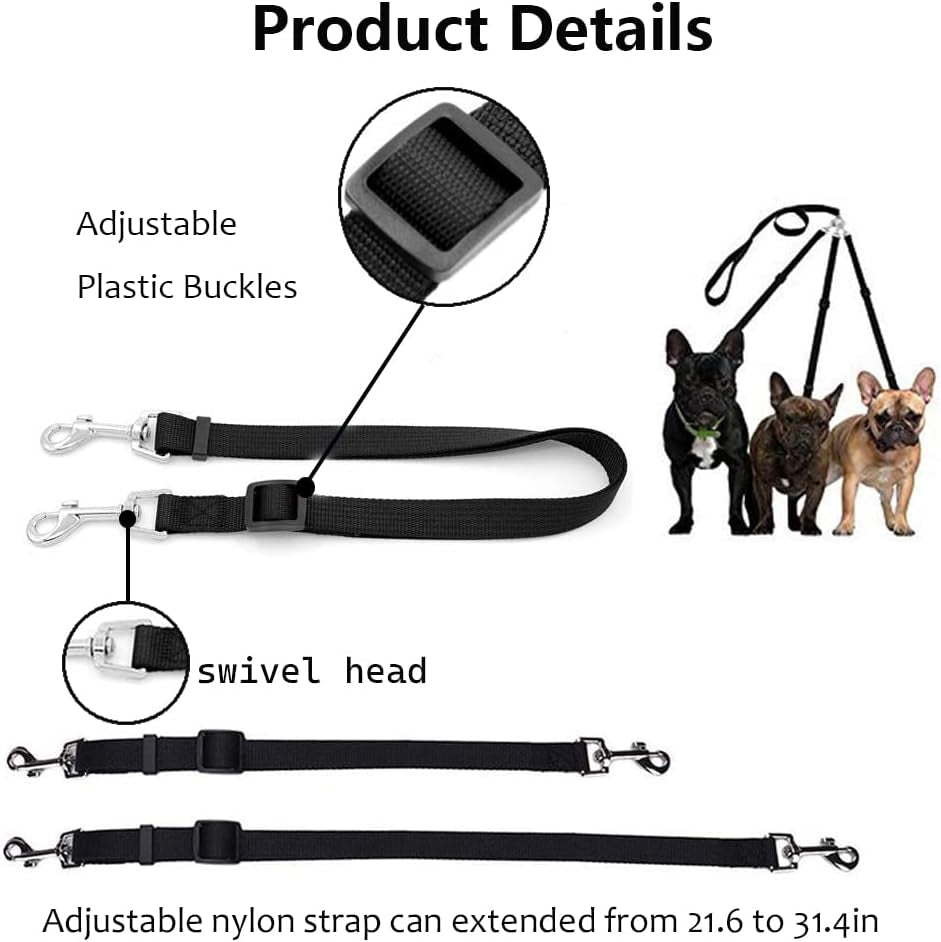 3-in-1 No-Tangle Leash for Two or Three Dogs