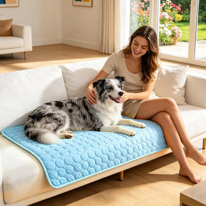 Portable Dog Cooling Mat - Q-Max 0.4 Non-Slip Washable Pet Bed Pad for Indoor and Outdoor Use, Suitable for Small, Medium, and Large Dogs and Cats