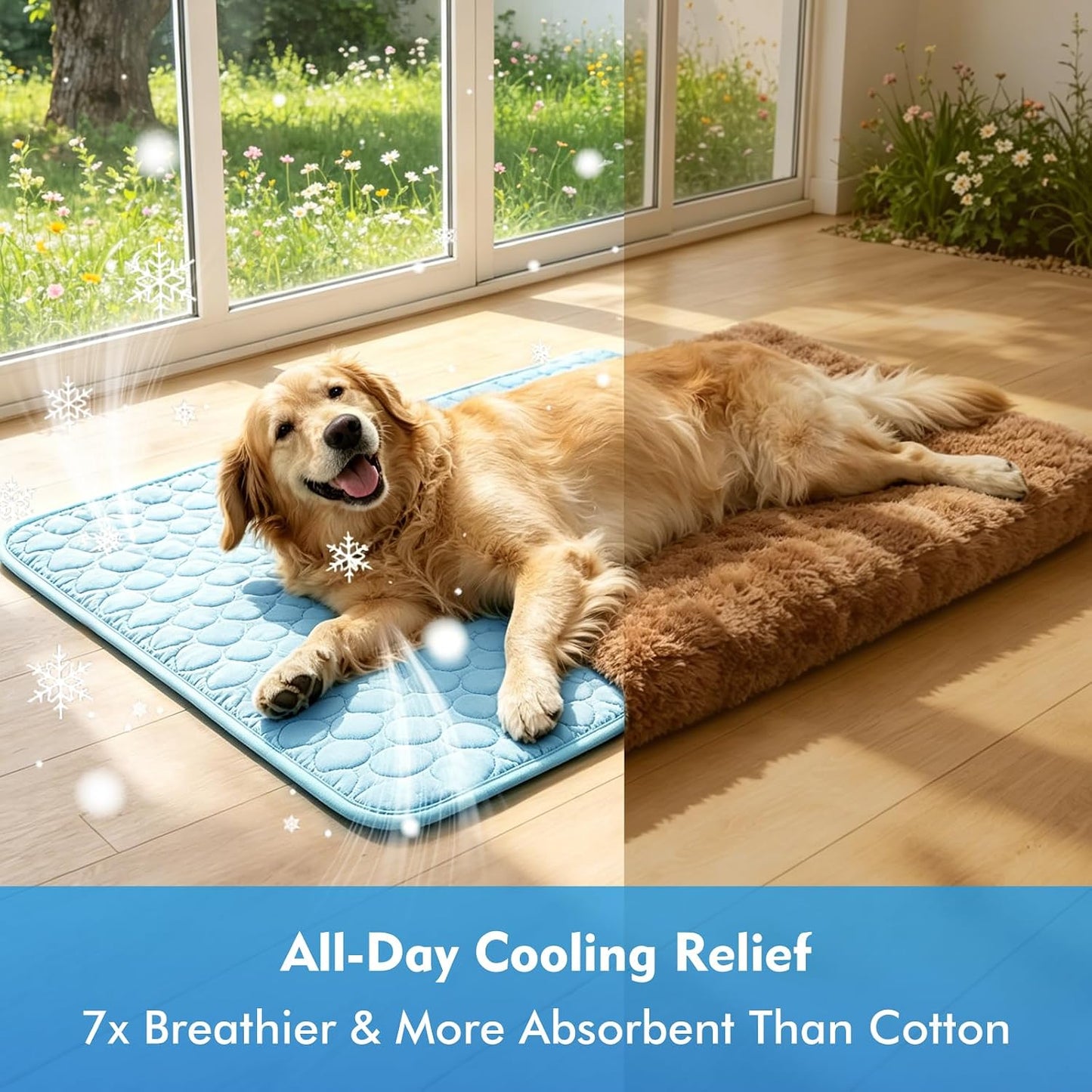 Portable Dog Cooling Mat - Q-Max 0.4 Non-Slip Washable Pet Bed Pad for Indoor and Outdoor Use, Suitable for Small, Medium, and Large Dogs and Cats
