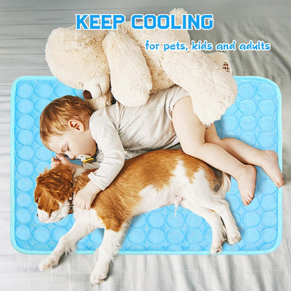 Portable Dog Cooling Mat - Q-Max 0.4 Non-Slip Washable Pet Bed Pad for Indoor and Outdoor Use, Suitable for Small, Medium, and Large Dogs and Cats